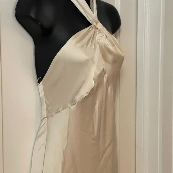 🌙 Anthropologie Halter Satin Maxi Dress – Noir Glam Luxe 🖤 - Picture 9 of 16